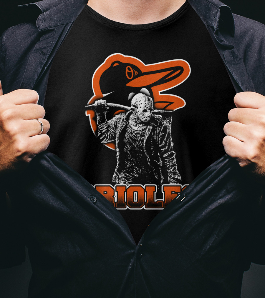 Baltimore Orioles Jason Voorhees Crossover With Iconic Orioles Bird T-Shirt