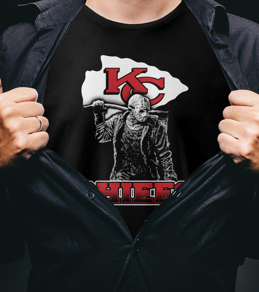 Jason Voorhees With Kansas City Chiefs Logo Chiefs Fans T-Shirt