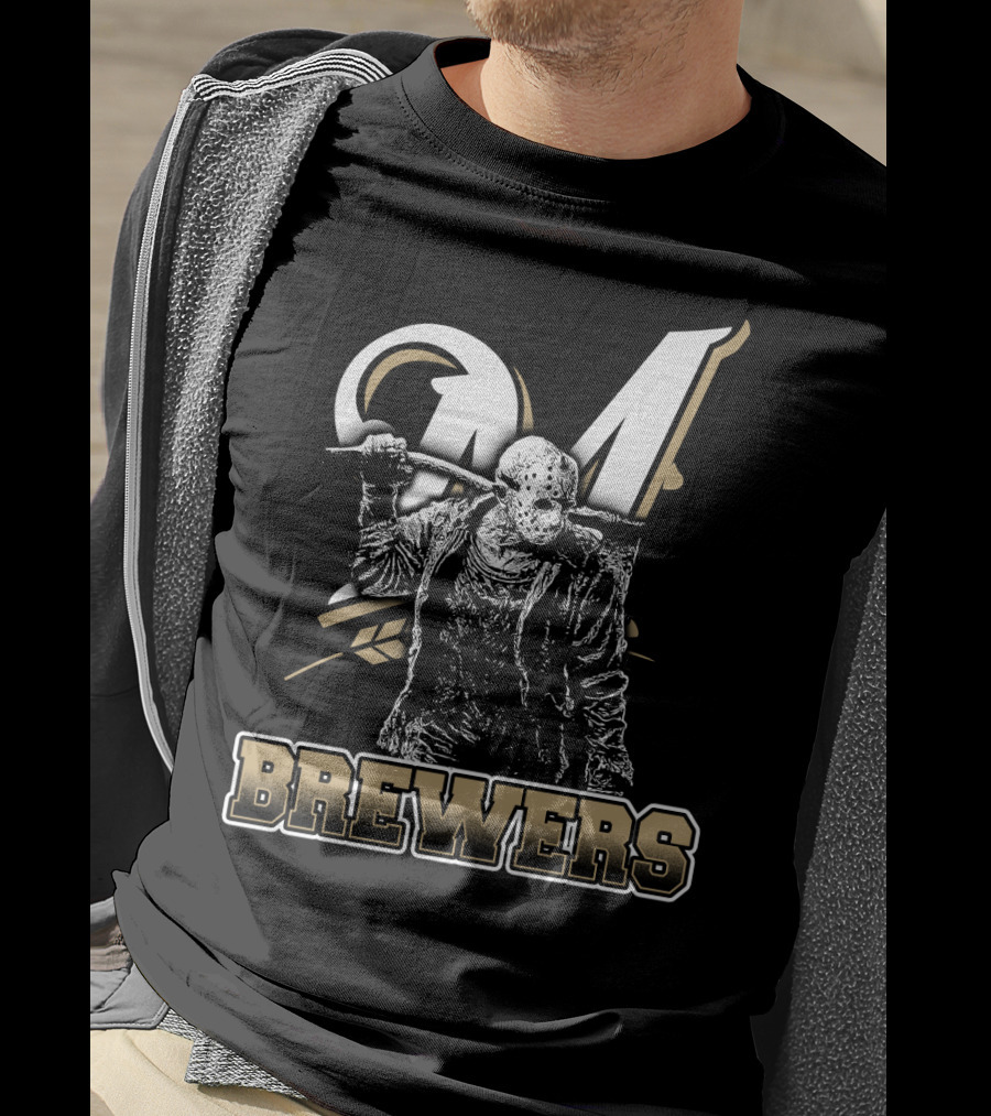 Mashup Of Jason Voorhees With Milwaukee Brewers Fans Aesthetic T-Shirt