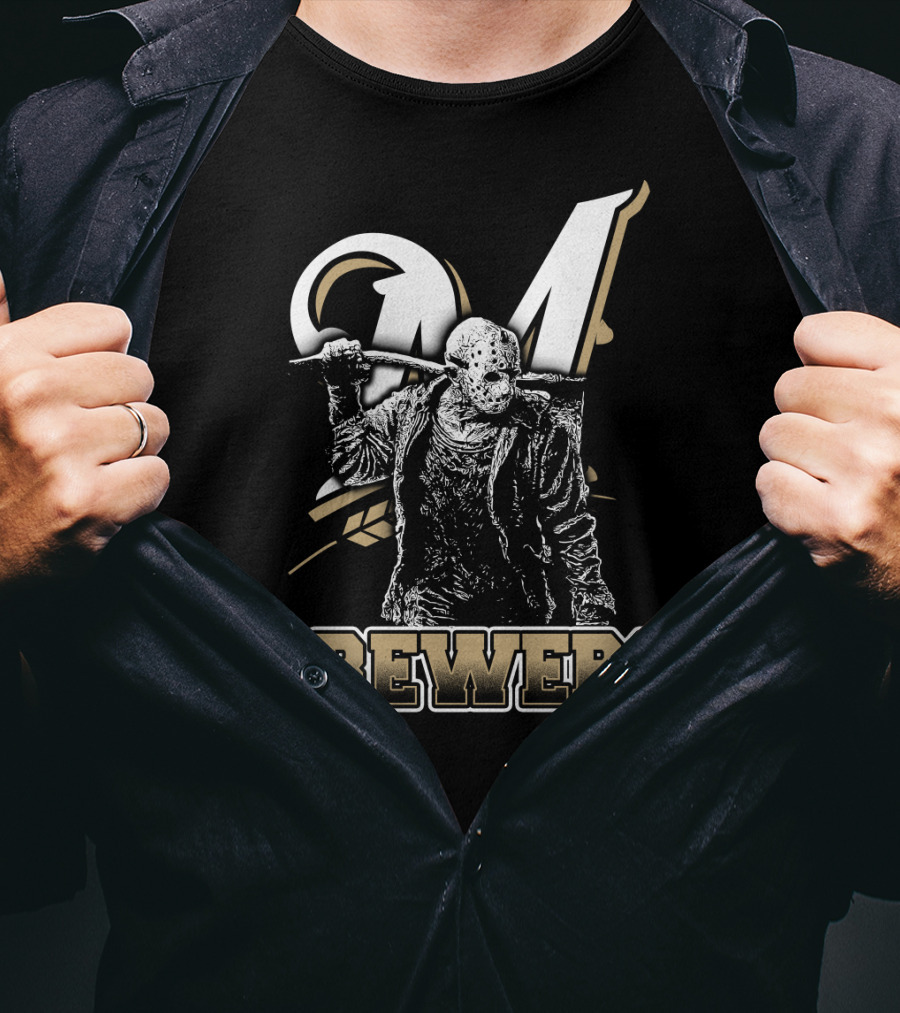 Mashup Of Jason Voorhees With Milwaukee Brewers Fans Aesthetic T-Shirt