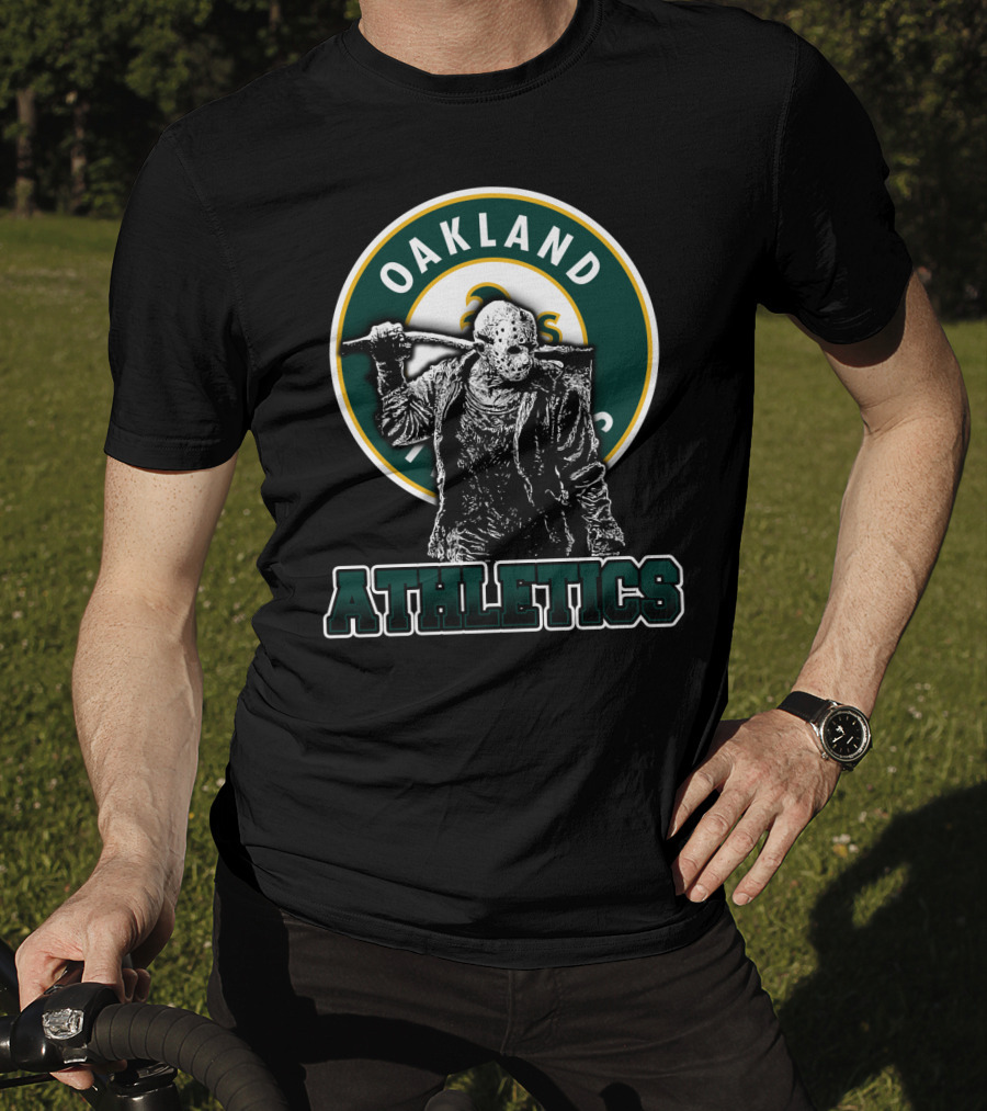 Oakland Athletics And Jason Voorhees Crossover Logo Fan T-Shirt