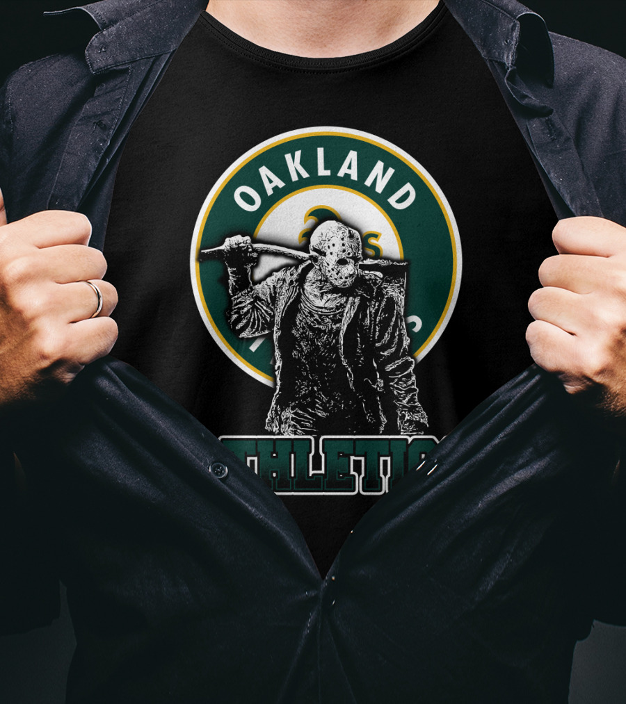 Oakland Athletics And Jason Voorhees Crossover Logo Fan T-Shirt