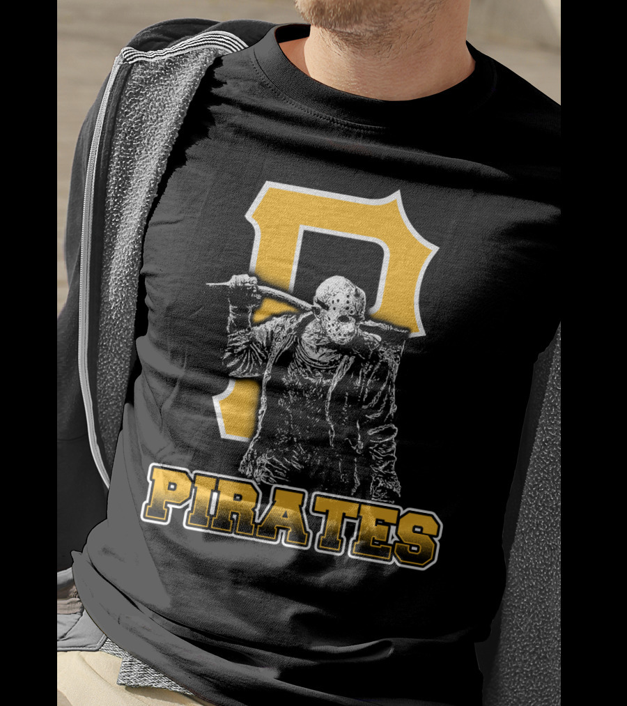 Jason Voorhees With Pittsburgh Pirates Symbol And Text Pirates T-Shirt