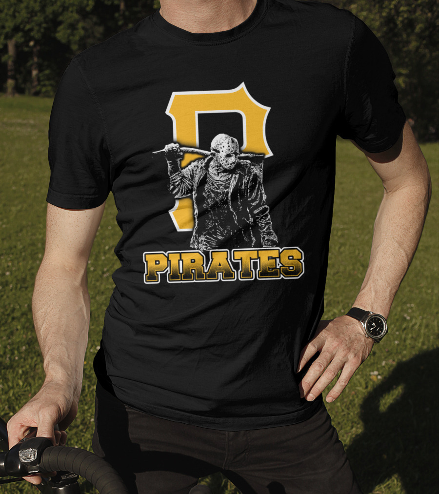 Jason Voorhees With Pittsburgh Pirates Symbol And Text Pirates T-Shirt