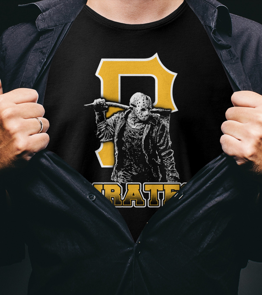 Jason Voorhees With Pittsburgh Pirates Symbol And Text Pirates T-Shirt