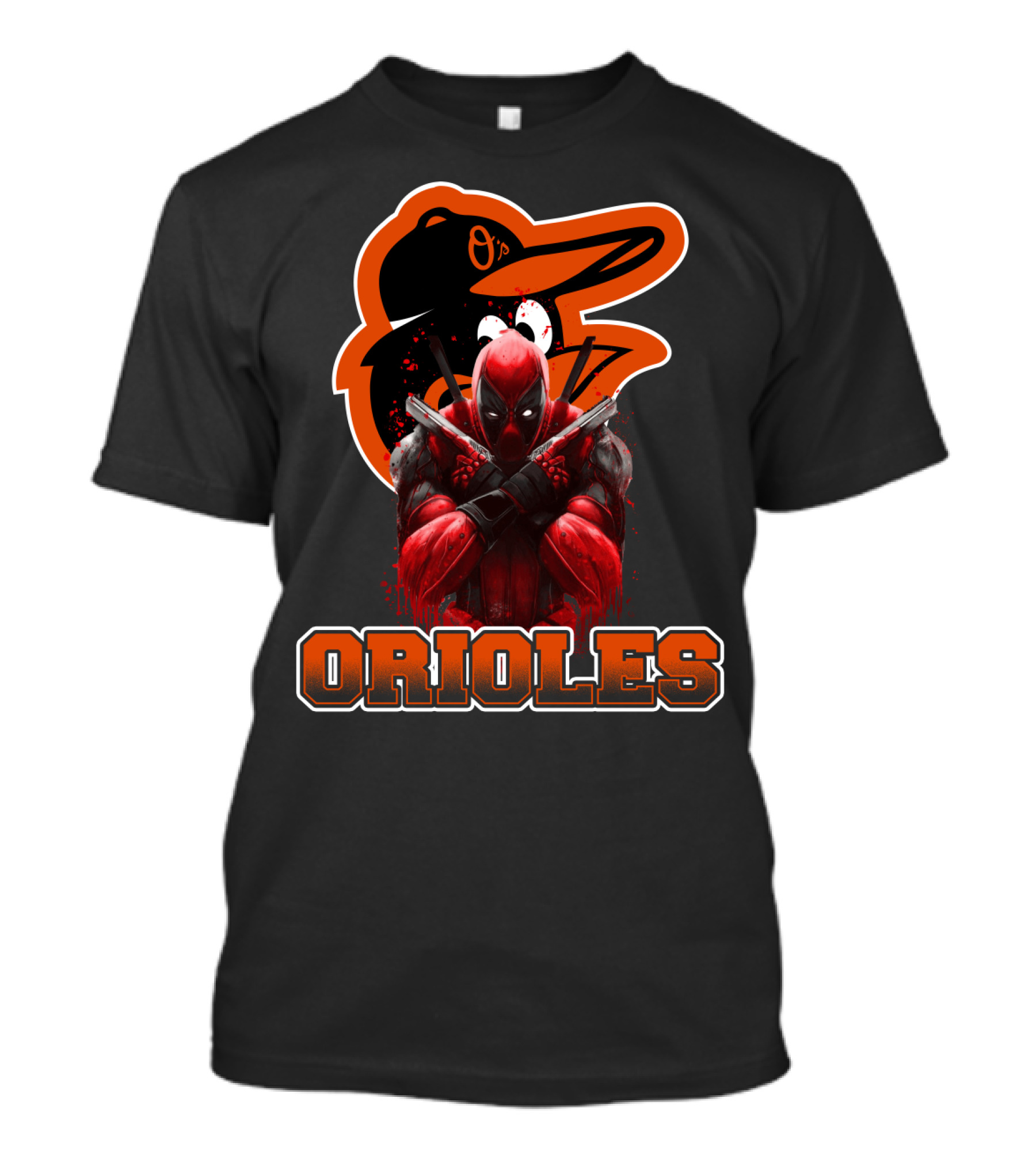 Baltimore Orioles Deadpool Mashup Orioles Logo & Character Crossover T-Shirt