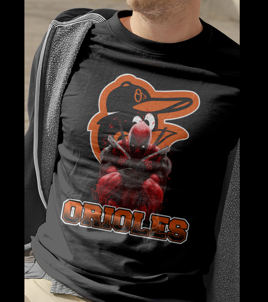 Baltimore Orioles Deadpool Mashup Orioles Logo & Character Crossover T-Shirt