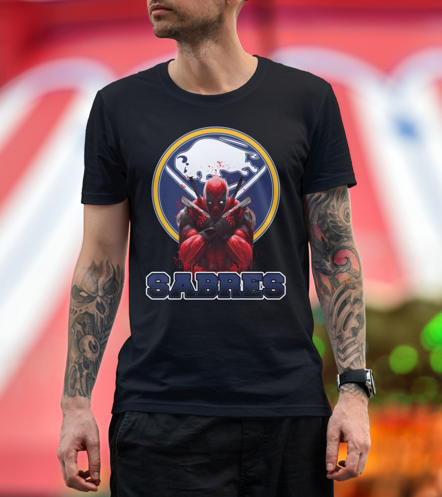 Buffalo Sabres Deadpool Crossed Katanas Fans T-Shirt