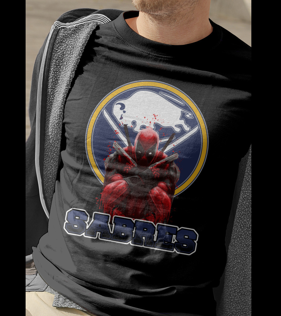 Buffalo Sabres Deadpool Crossed Katanas Fans T-Shirt