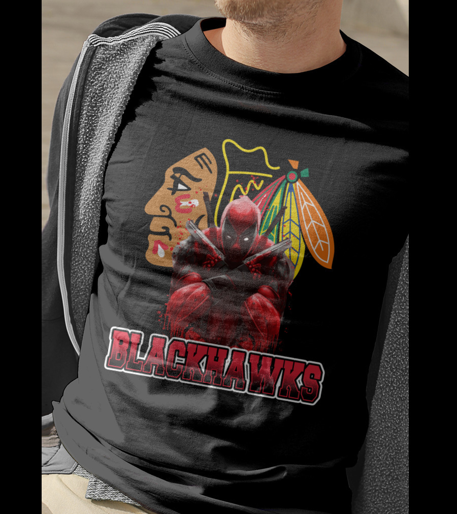 Blackhawks Deadpool Fans Chicago Crossover T-Shirt