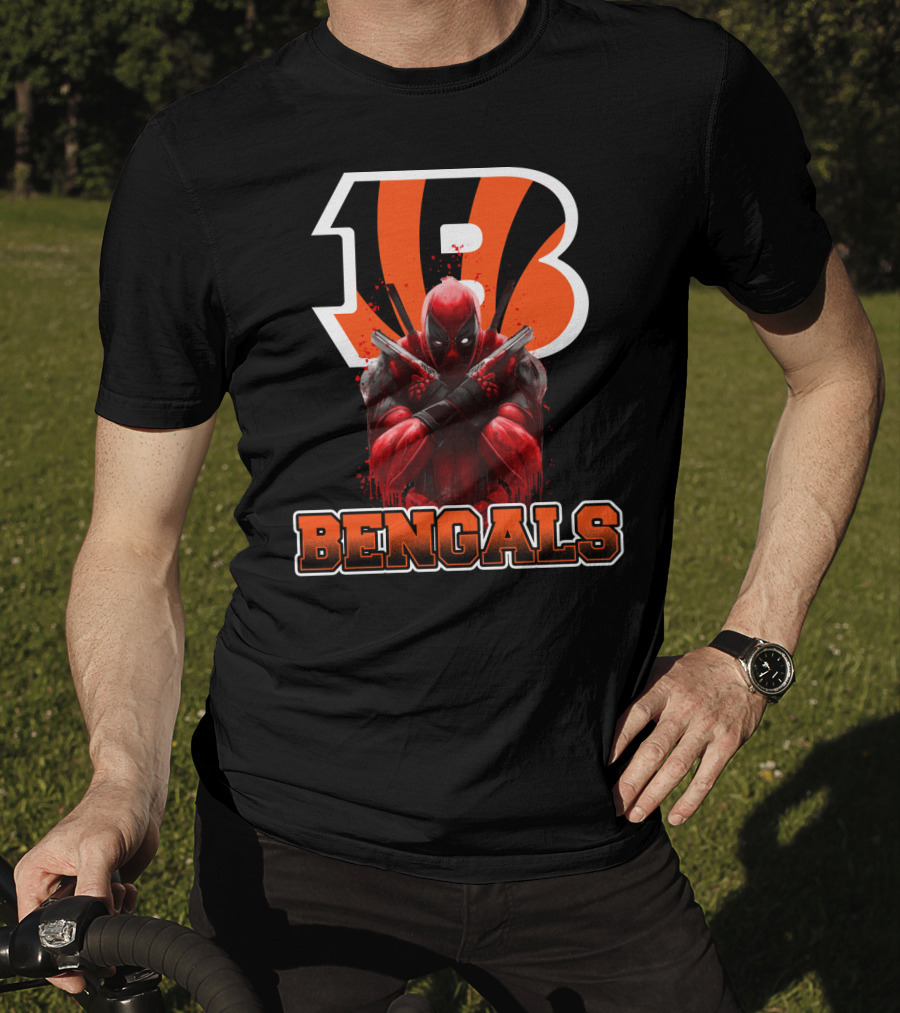 Deadpool Meets Cincinnati Bengals Nfl Crossover T-Shirt