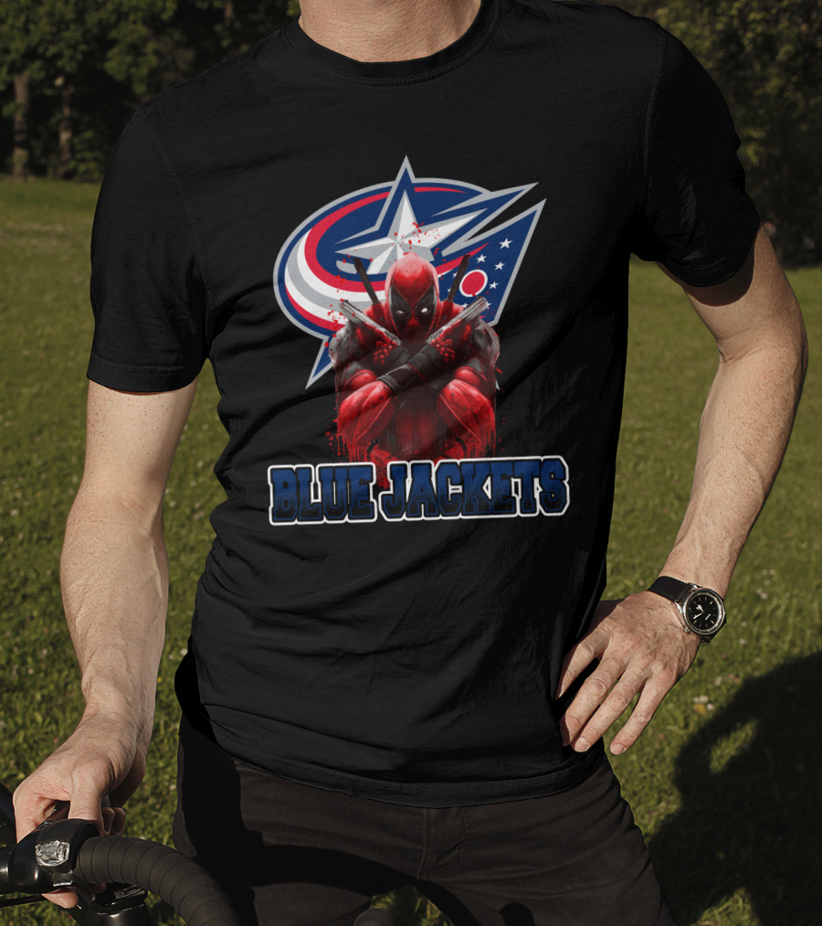 Columbus Blue Jackets Deadpool Crossover Fandom T-Shirt