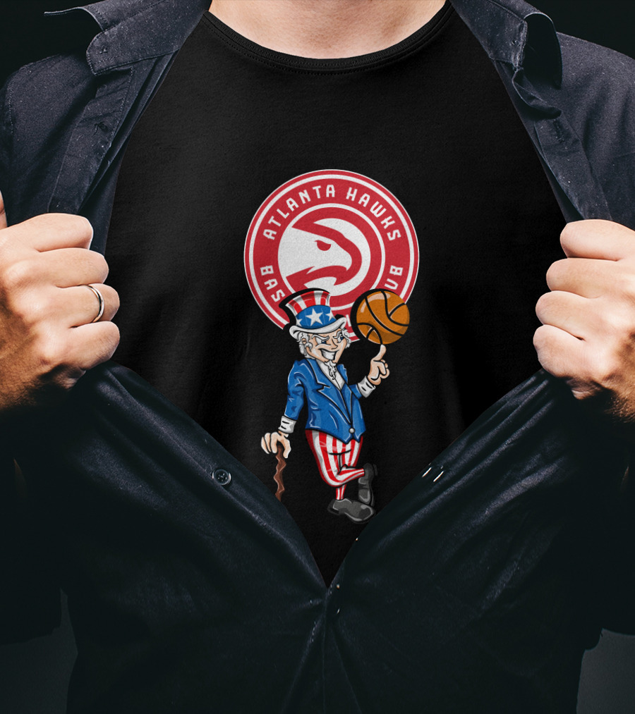 Atlanta Hawks Uncle Sam Basketball 4Th Of July Celebration T-Shirt
