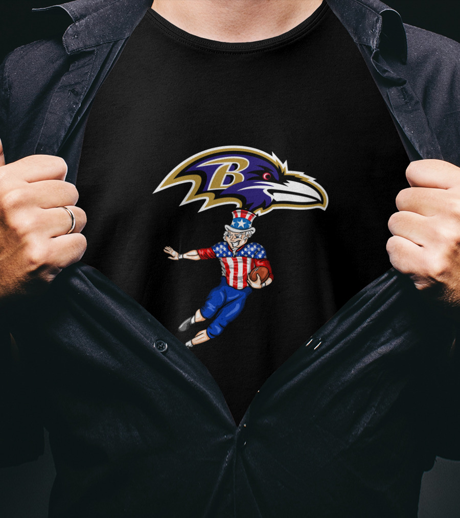 Baltimore Ravens Uncle Sam 4Th Of July Football Celebration T-Shirt