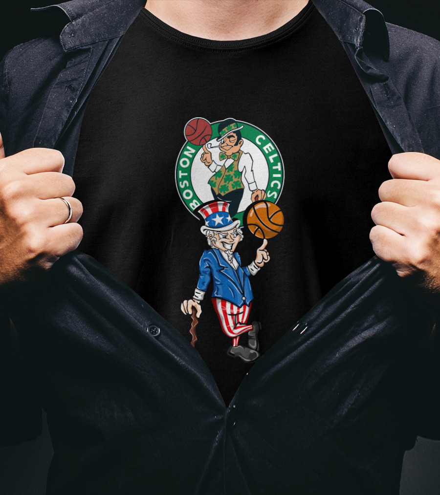 Boston Celtics Uncle Sam 4Th Of July Basketball T-Shirt