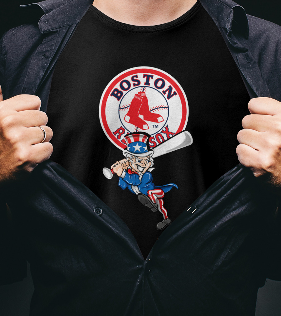 Boston Red Sox Uncle Sam 4Th Of July Baseball Patriotic Celebratory T-Shirt