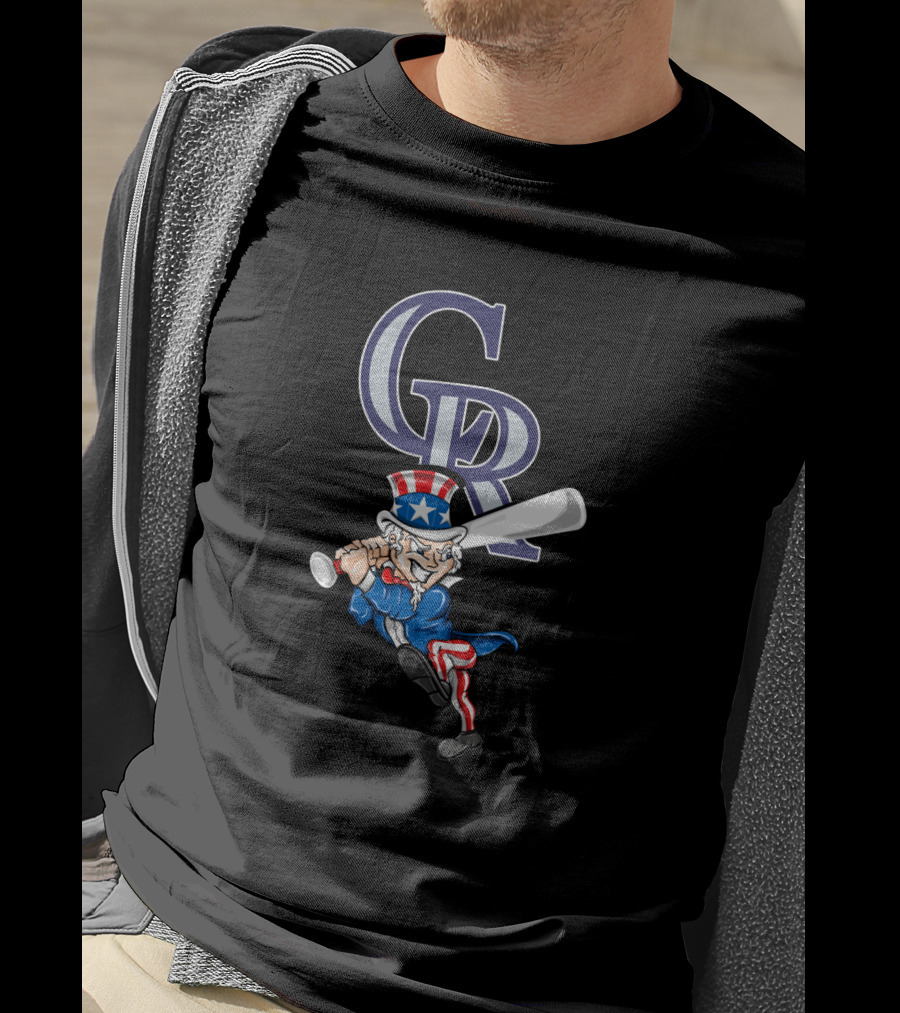 Colorado Rockies Uncle Sam Baseball 4Th July Gr T-Shirt