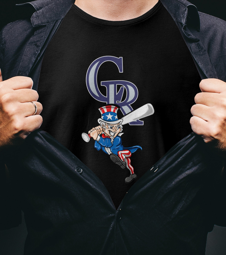 Colorado Rockies Uncle Sam Baseball 4Th July Gr T-Shirt