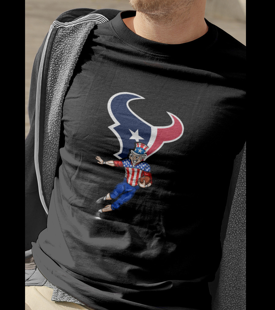 Houston Texans Uncle Sam 4Th Of July Football Americna Flag T-Shirt