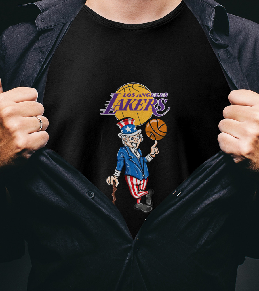 Los Angeles Lakers Uncle Sam Basketball 4Th July Celebration T-Shirt