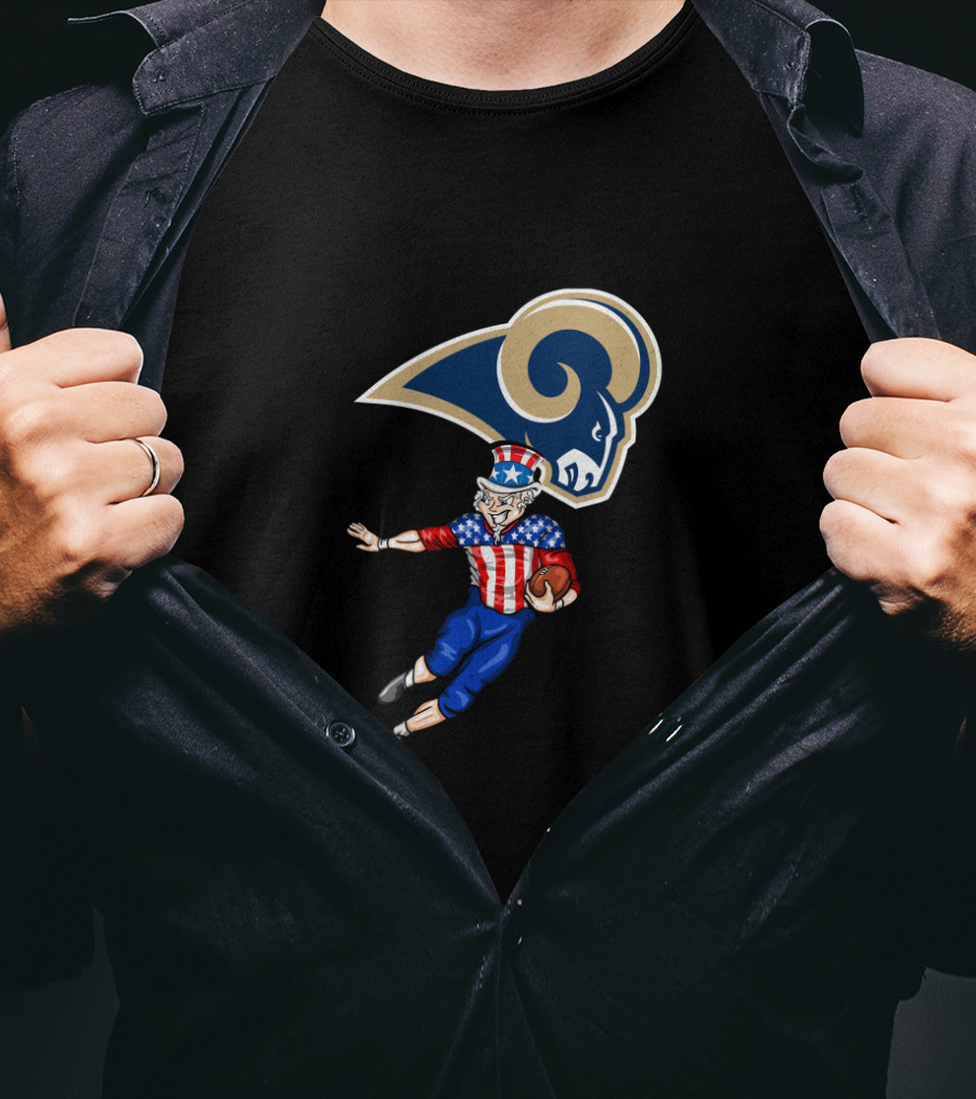 Los Angeles Rams Uncle Sam 4Th Of July Football Running T-Shirt