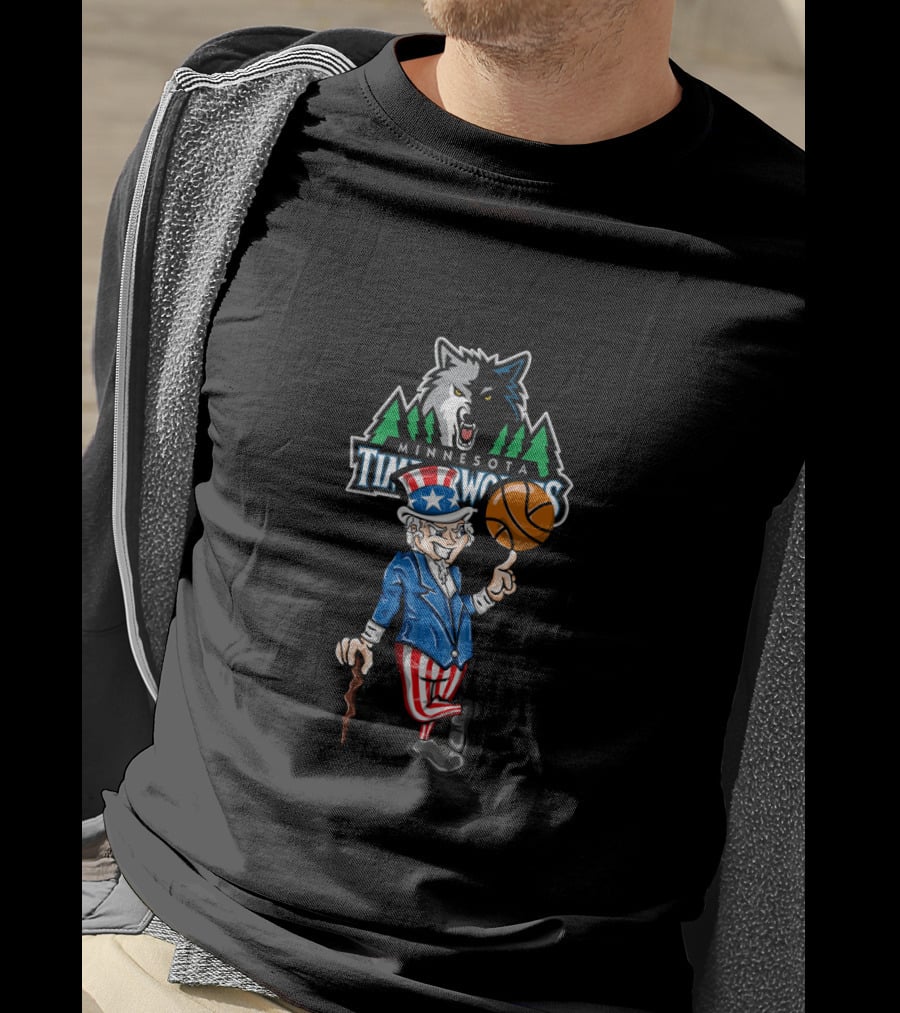 Minnesota Timberwolves Uncle Sam Basketball Logo 4Th July T-Shirt