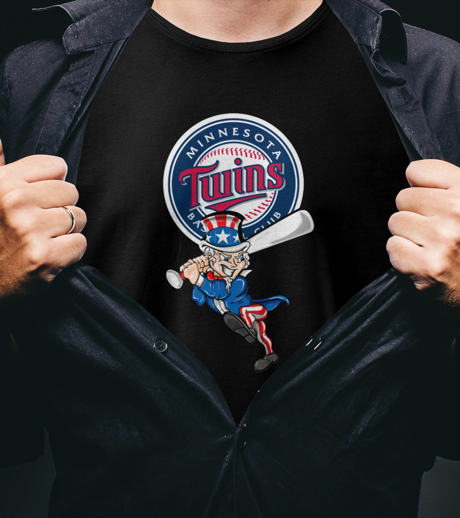 Minnesota Twins Uncle Sam 4Th July Baseball Club Emblem Patriotic Batting T-Shirt