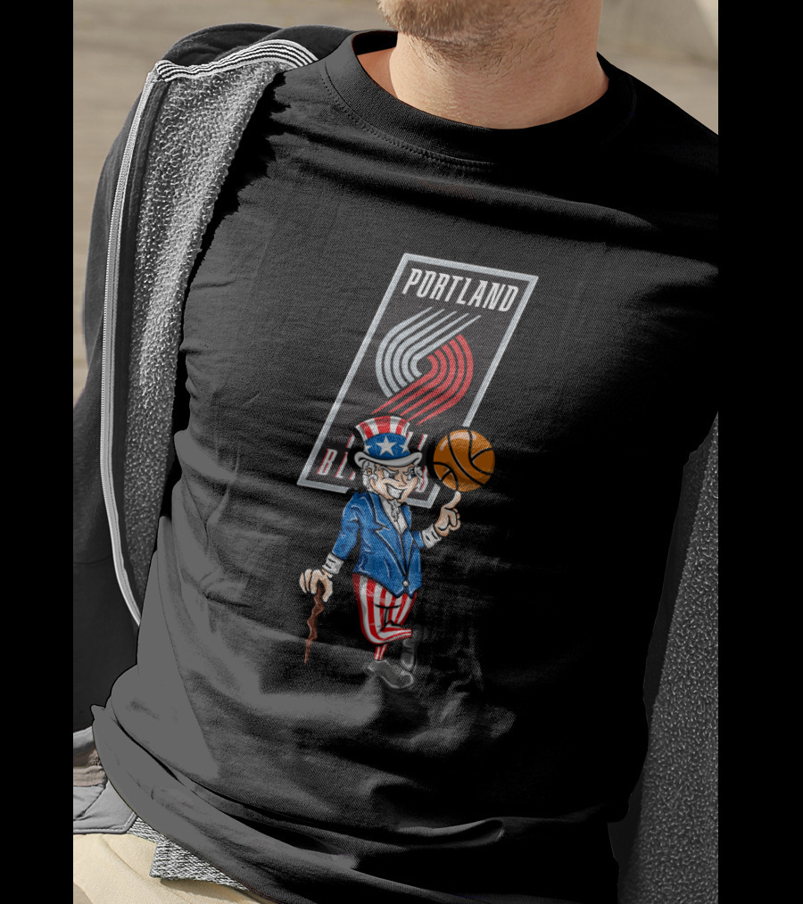 Portland Trail Blazers Uncle Sam Basketball 4Th Of July Celebration T-Shirt