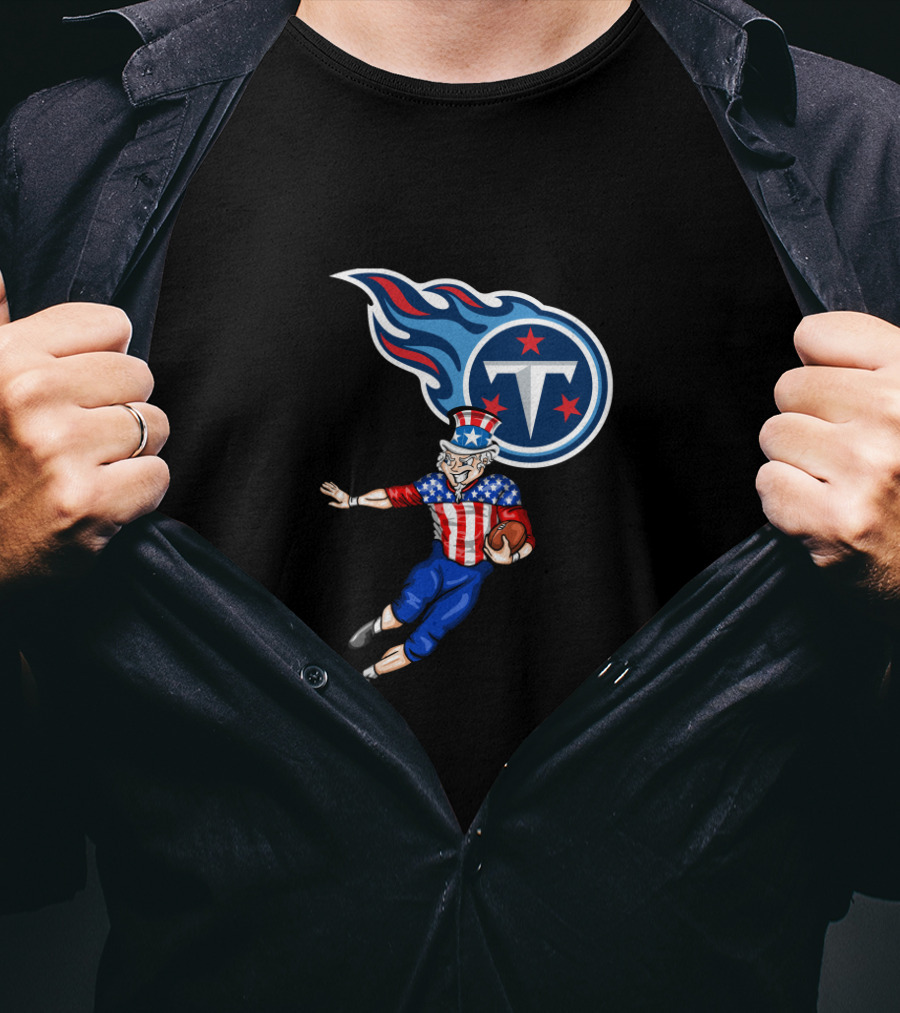 Tennessee Titans Uncle Sam 4Th Of July Football T-Shirt
