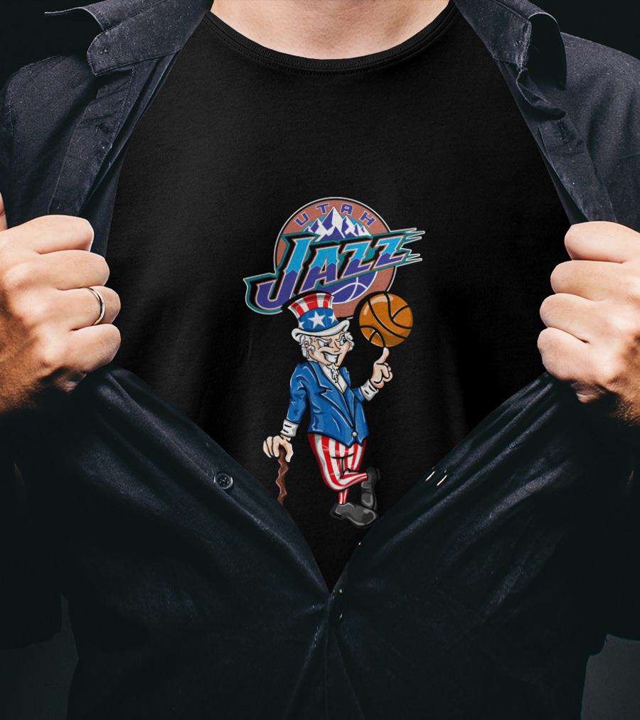 Utah Jazz Uncle Sam 4Th Of July Basketball T-Shirt