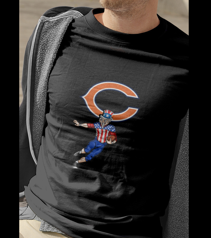Chicago Bears 4Th July Uncle Sam Football Player With Orange C T-Shirt