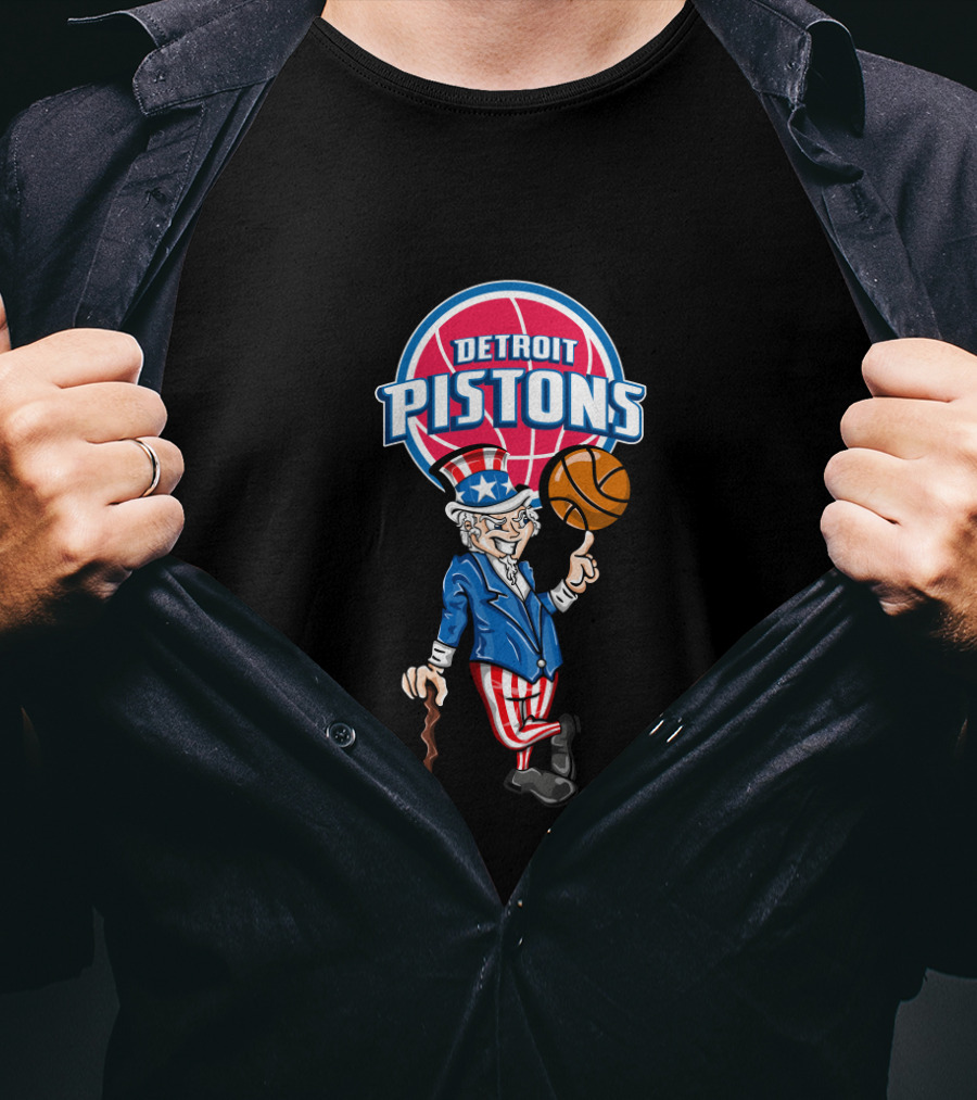Detroit Pistons Uncle Sam 4Th July Basketball Team T-Shirt