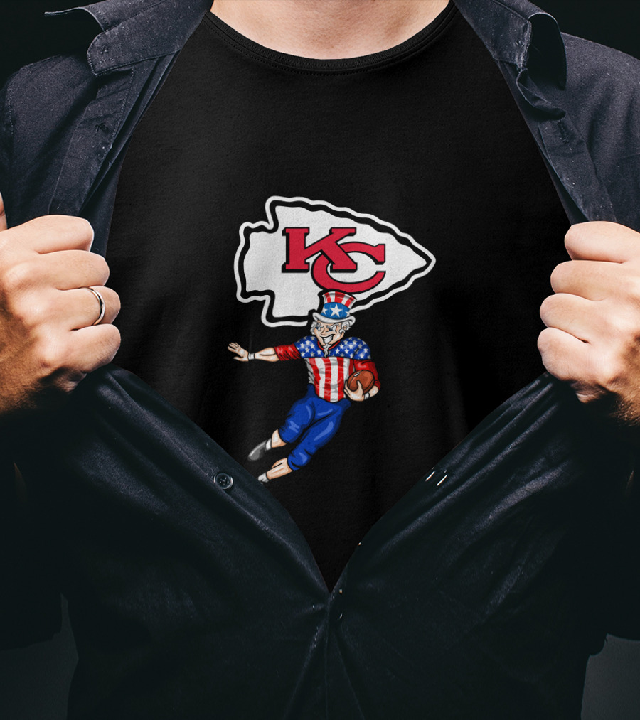 Kansas City Chiefs Uncle Sam 4Th Of July Football Celebration T-Shirt