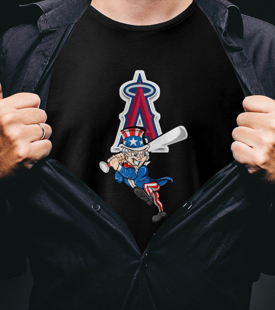 Los Angeles Angels Uncle Sam Baseball Bat 4Th July T-Shirt