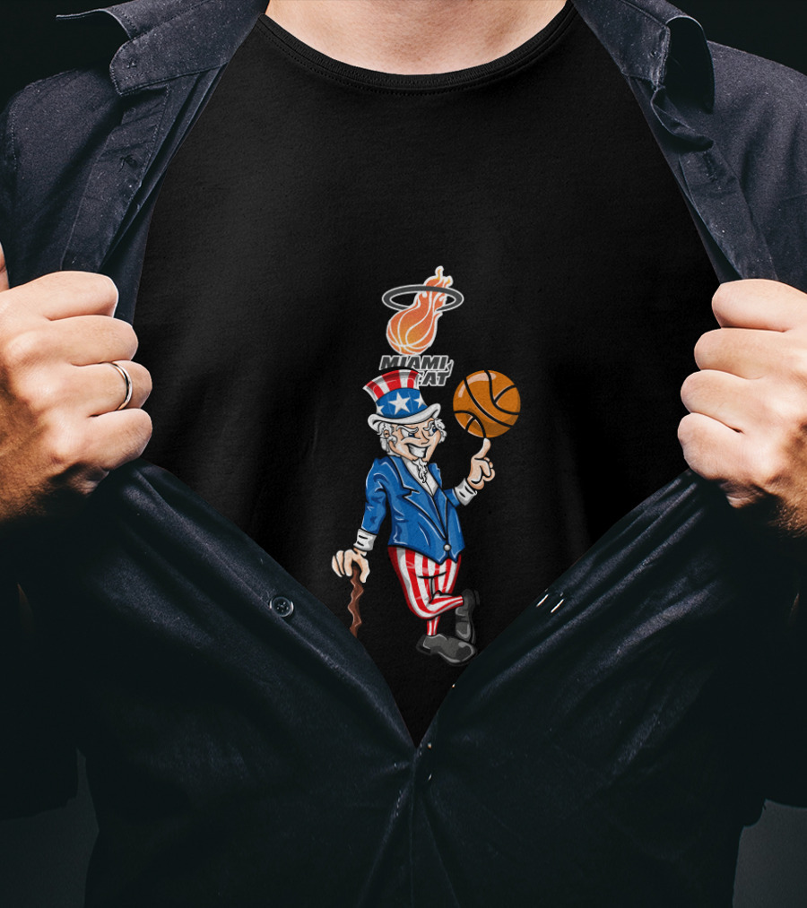 Uncle Sam Miami Heat Basketball Patriotic July 4Th Celebration T-Shirt