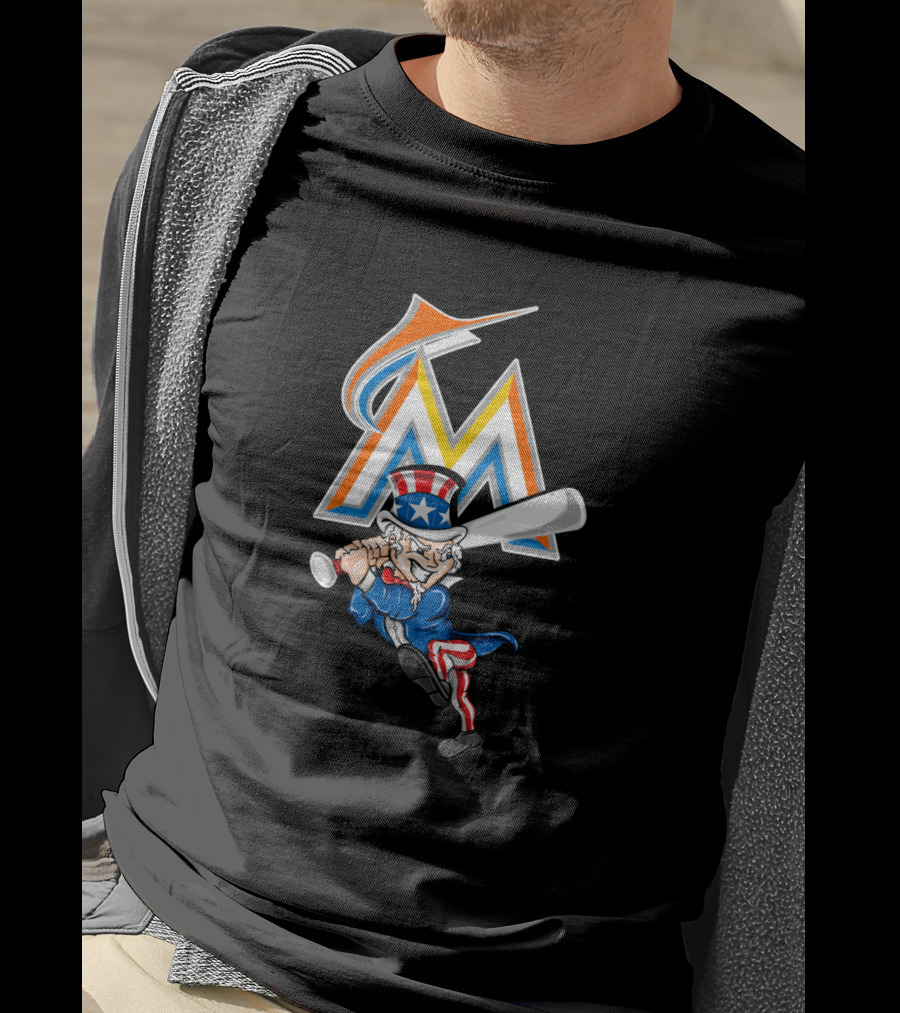 Miami Marlins Uncle Sam Baseball July Fourth Celebration T-Shirt