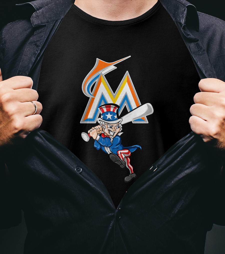 Miami Marlins Uncle Sam Baseball July Fourth Celebration T-Shirt