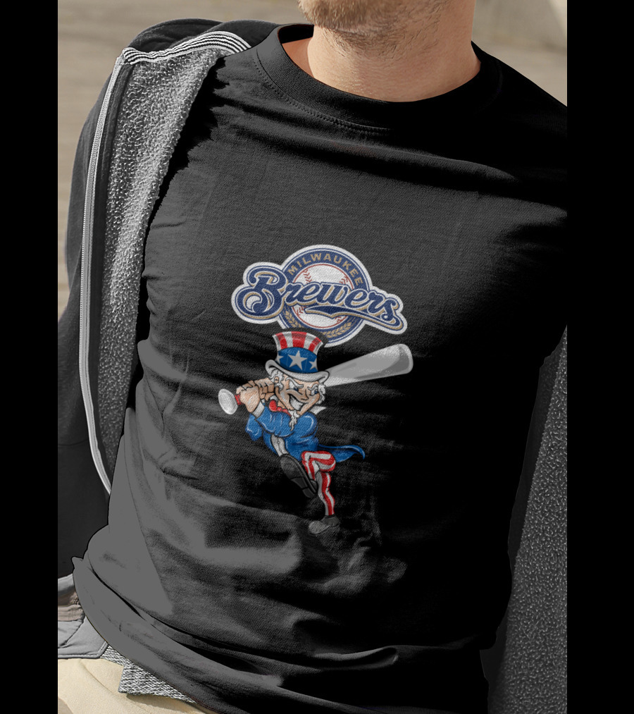 Milwaukee Brewers Uncle Sam Baseball 4Th July Patriotic T-Shirt
