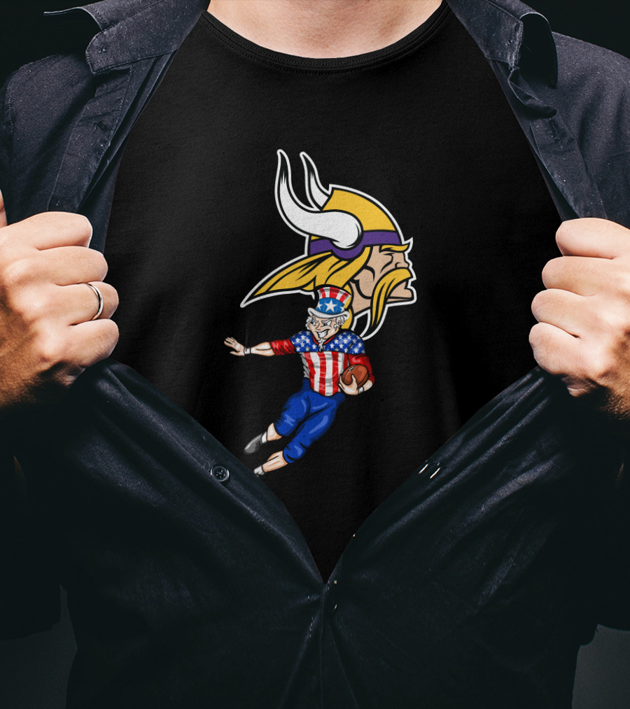 Minnesota Vikings Uncle Sam 4Th July Football Celebration T-Shirt
