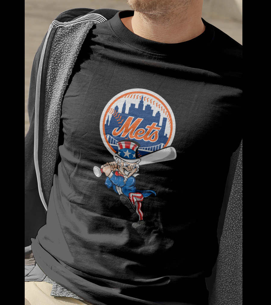 New York Mets Uncle Sam 4Th July Patriotic Baseball Swing T-Shirt
