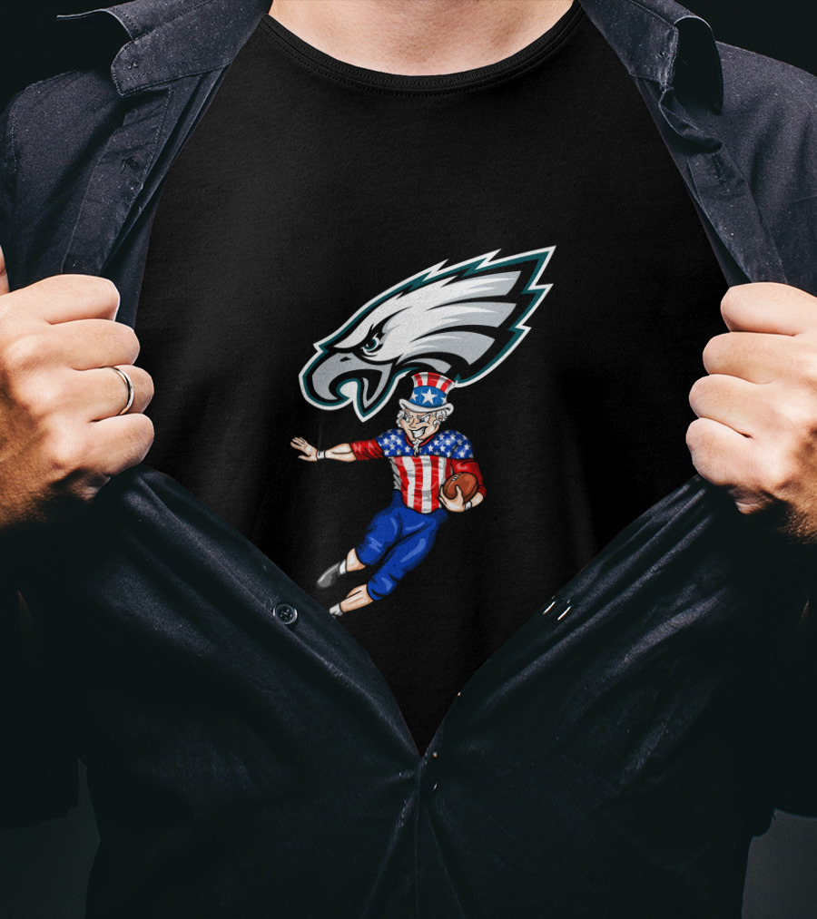 Philadelphia Eagles Uncle Sam Stars And Stripes Football 4Th July T-Shirt