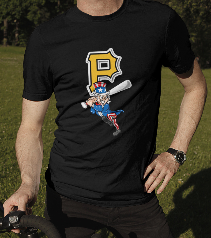 Pittsburgh Pirates Logo Uncle Sam Swinging Bat 4Th Of July Theme T-Shirt