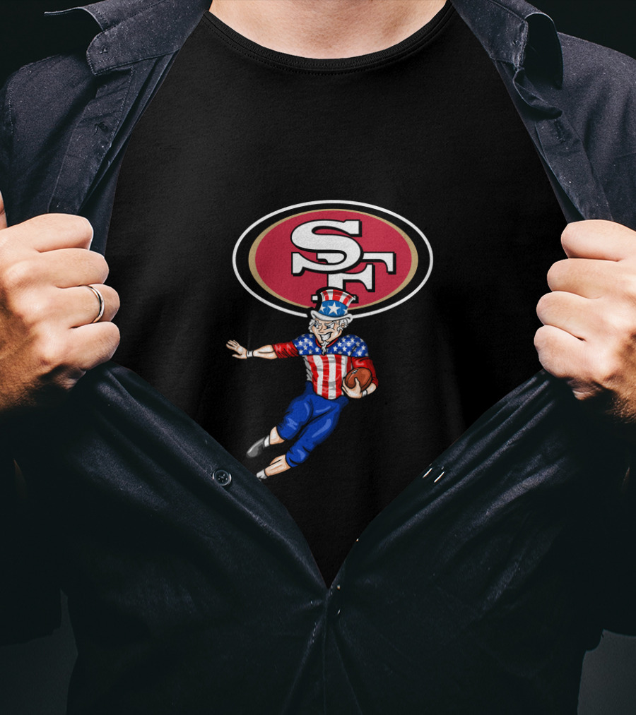 San Francisco 49ers Uncle Sam 4Th July Football Celebration T-Shirt