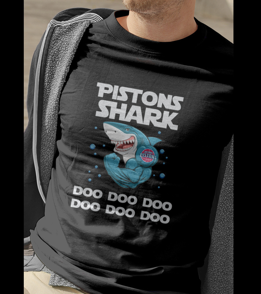 Pistons Shark Detroit Pistons Doo Doo Doo Doo Basketball Fun T-Shirt