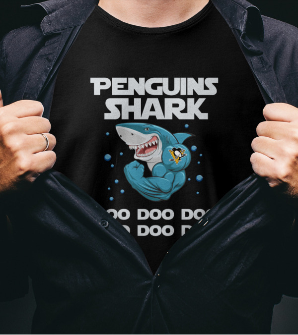 Penguins Shark Doo Doo Doo Pittsburgh Penguins Logo Fun T-Shirt
