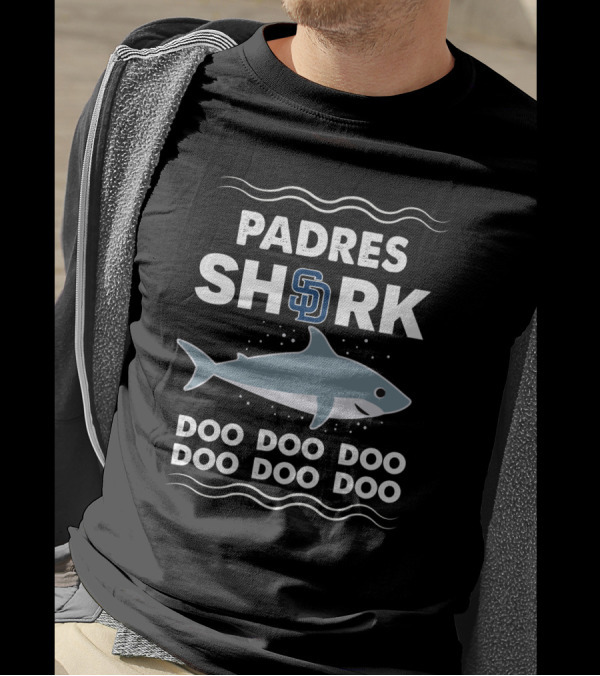 San Diego Padres Shark Doo Doo Doo With SD Logo And Cartoon Shark T-Shirt
