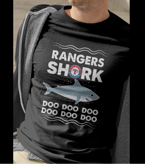 Texas Rangers Shark Doo Doo Doo Doo Baseball Team Fun Graphics T-Shirt
