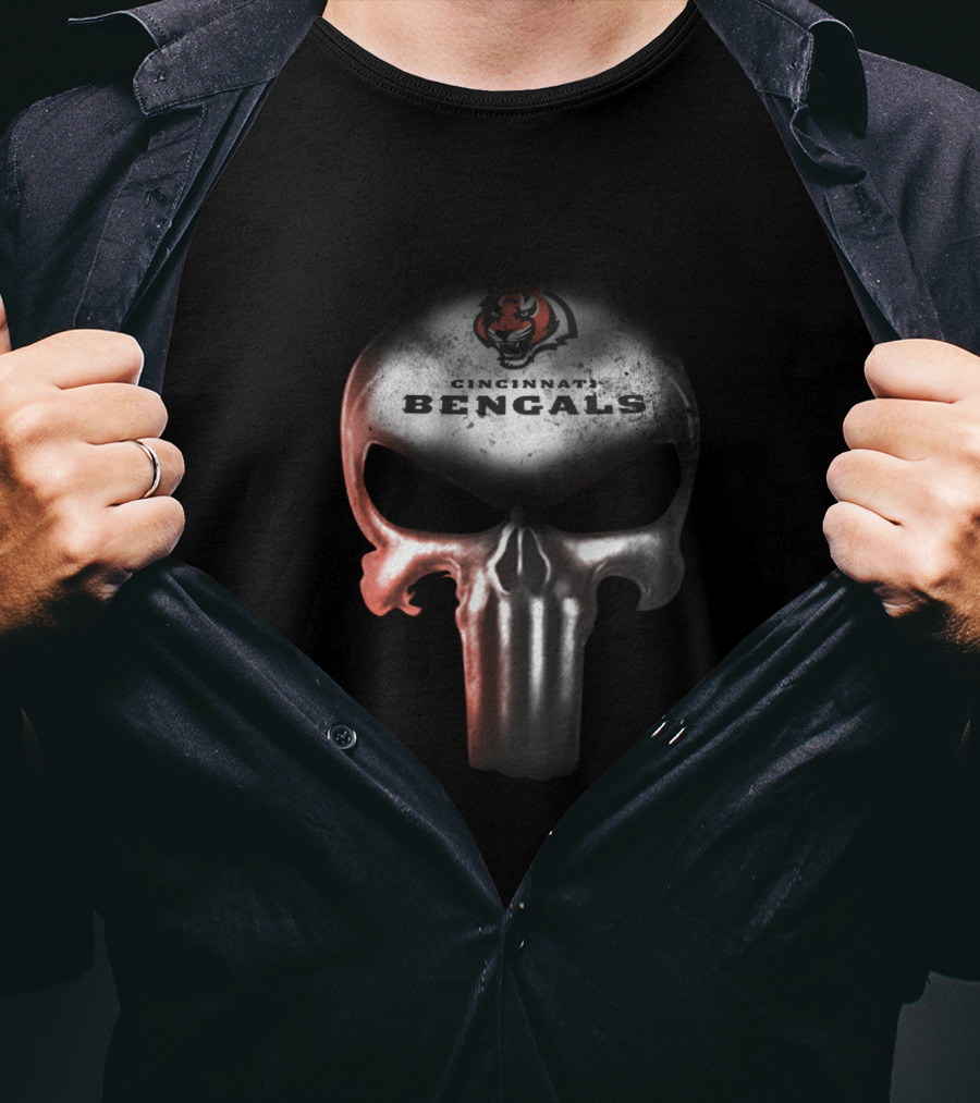 Cincinnati Bengals Punisher Skull NFL Fan Merchandise T-Shirt