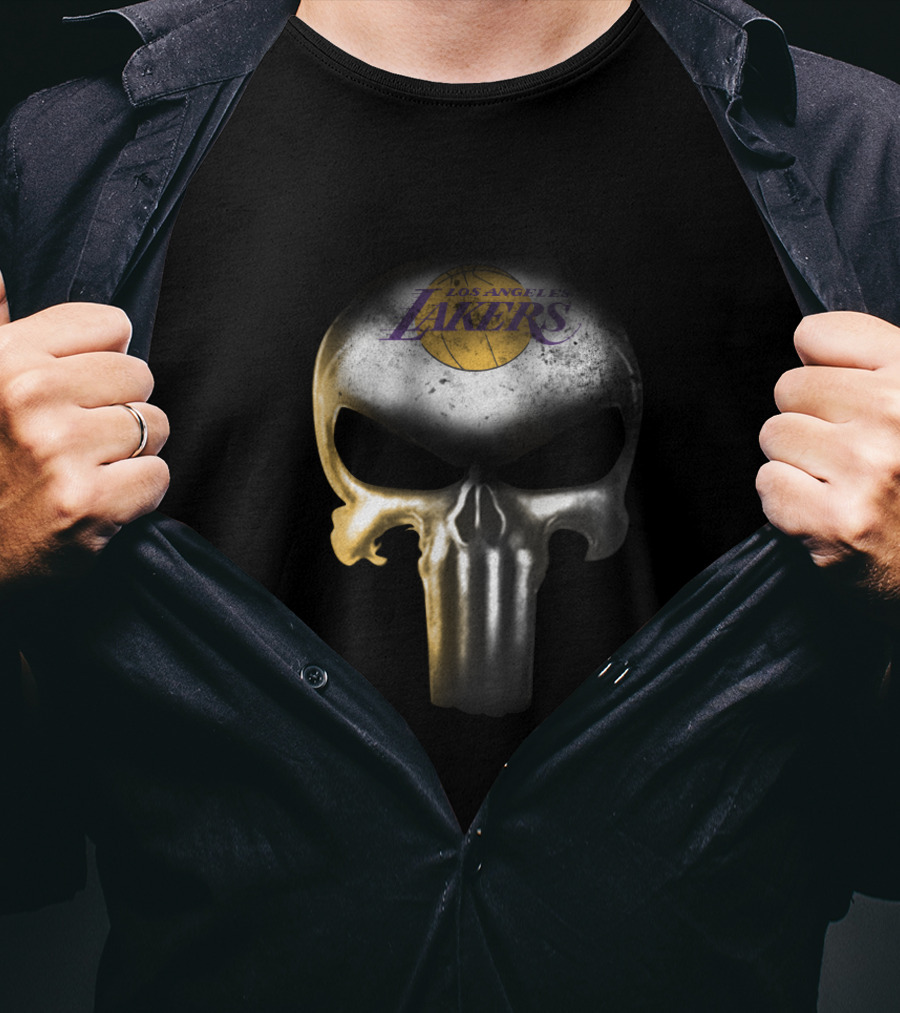 Los Angeles Lakers Logo On The Punisher Skull For Fans T-Shirt
