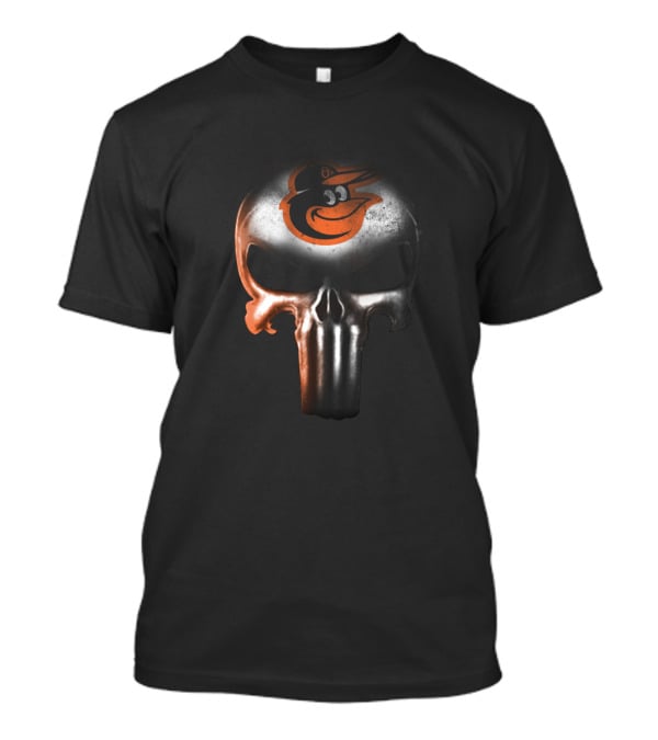 Punisher Skull With Baltimore Orioles Logo For Fans T-Shirt